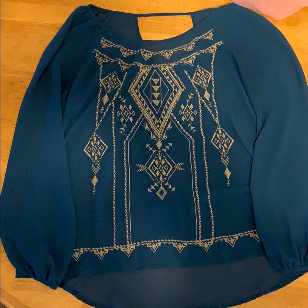 Sheer blue top